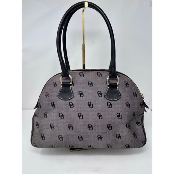 Dooney & Bourke Gray Monogram Canvas Leather Dome Satchel Bag Large - Picture 2 of 16